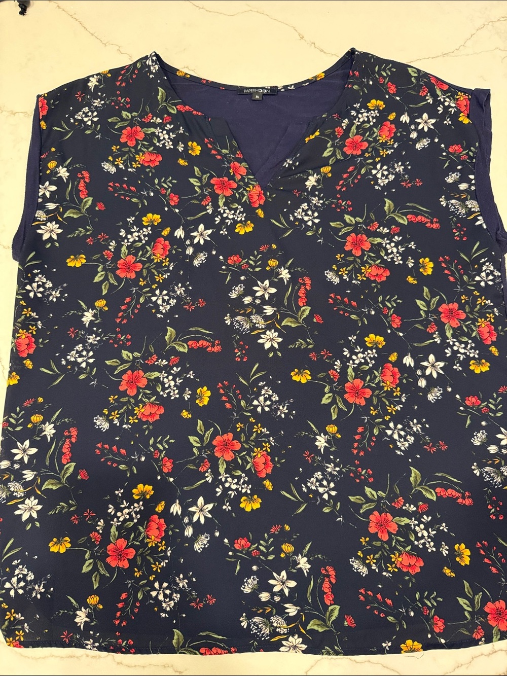 Papermoon Navy Floral V-Neck Cap Sleeve Camisole